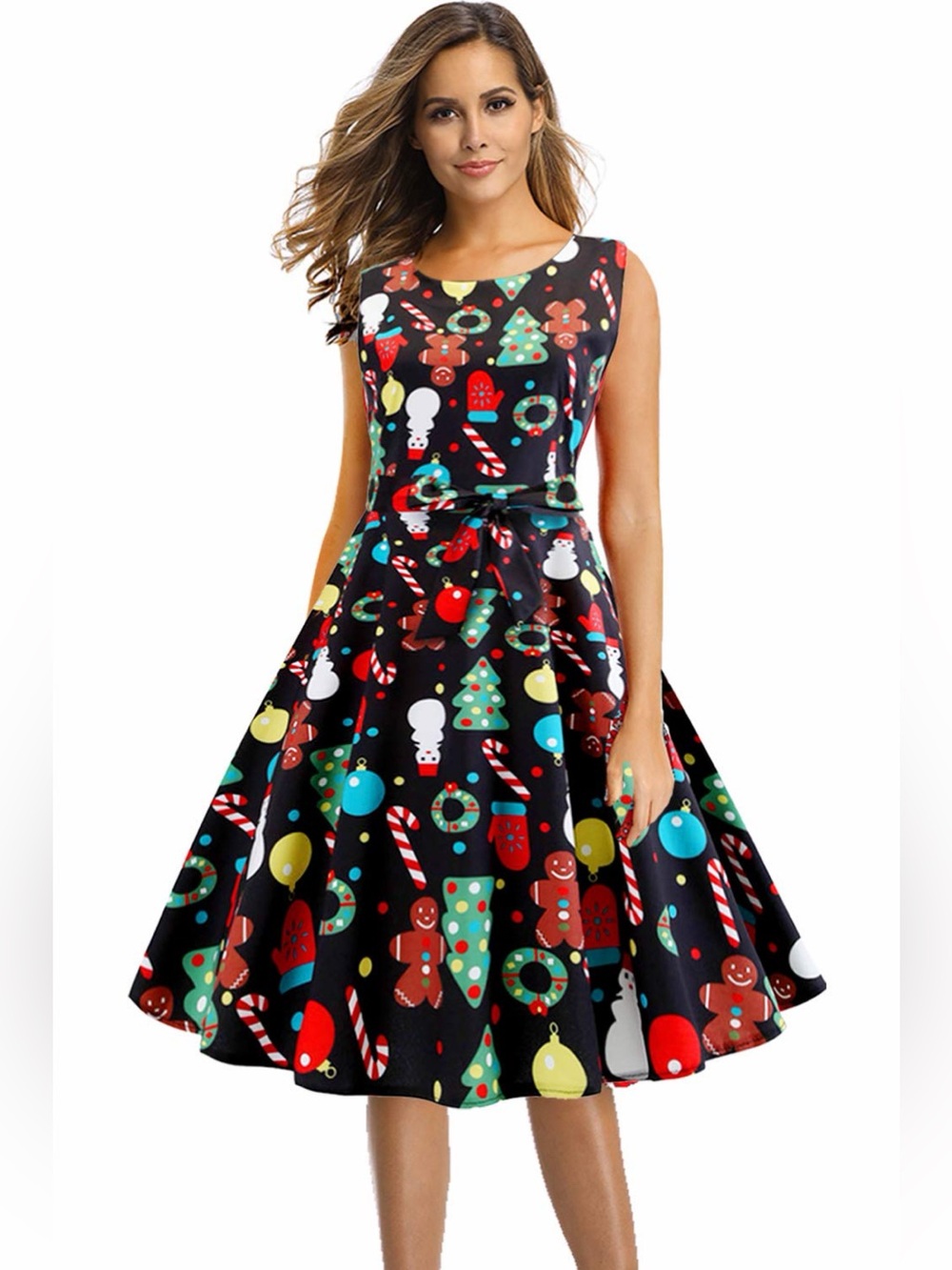 Festive 1950s Vintage Christmas Holiday Party Swing Dress 2X